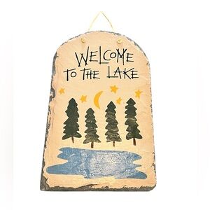 Welcome To The Lake Slate Door Sign Hanger Unique Hand-crafted by Plain Jane